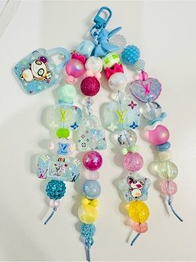 LV Pastel Beaded Phone/Bag Charm with LV Accents
